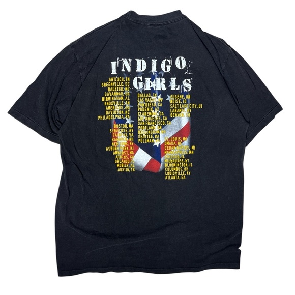 RARE VINTAGE 90s Indigo Girls 1992 Trouble Came Around Here ACT UP! Tour Tee - Picture 8 of 10